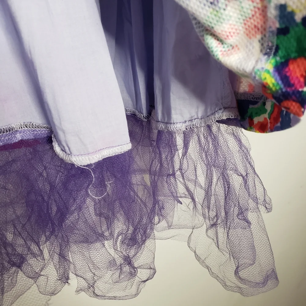 Janie and Jack 4 Toddler Girl Lavender Floral Tulle Tea Length Formal Dress